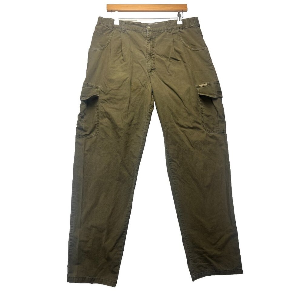 Columbia Men Cotton Blend Green Button Zip Outdoor Hiking Cargo Pants Size Large